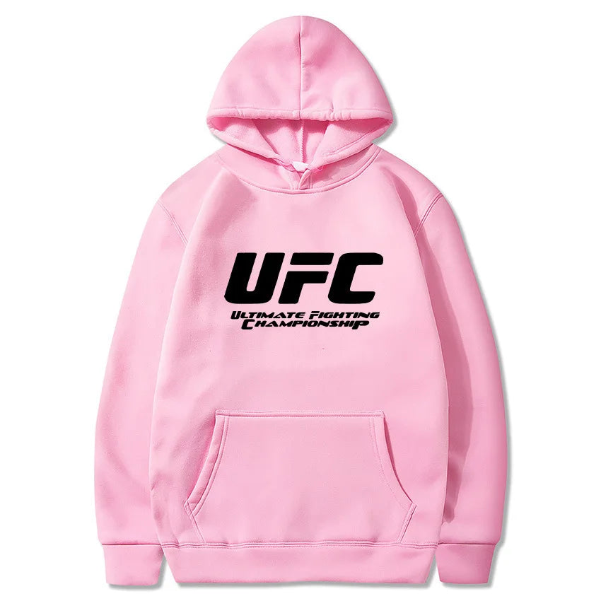 2026 New UFC Men's Hooded Sweatshirt Autumn Winter Polar Print Casual Sports Hooded Sweat BAZAARHUBO