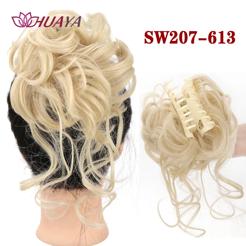 Synthetic Hair Bun Chignon for Women Messy Bun Hair Piece Tousled Updo Hair Extensions With Claw Clip Curly Hairpins Black Brown