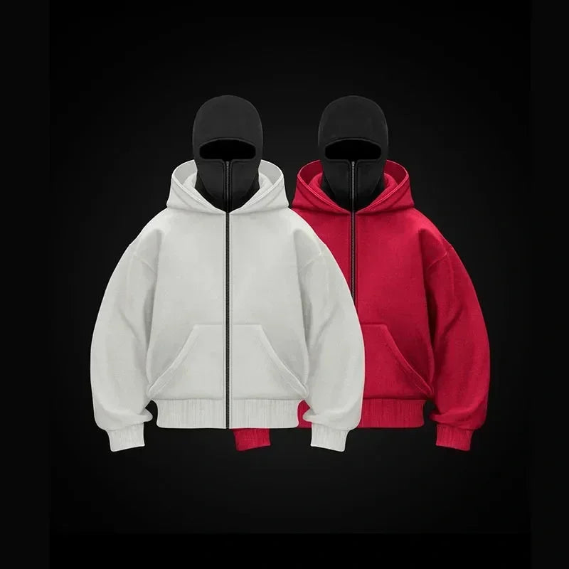 Plain Design Hooded Zip Up Sweatshirt for Men Women Autumn Winter Ins Style Couple Matching BAZAARHUBO