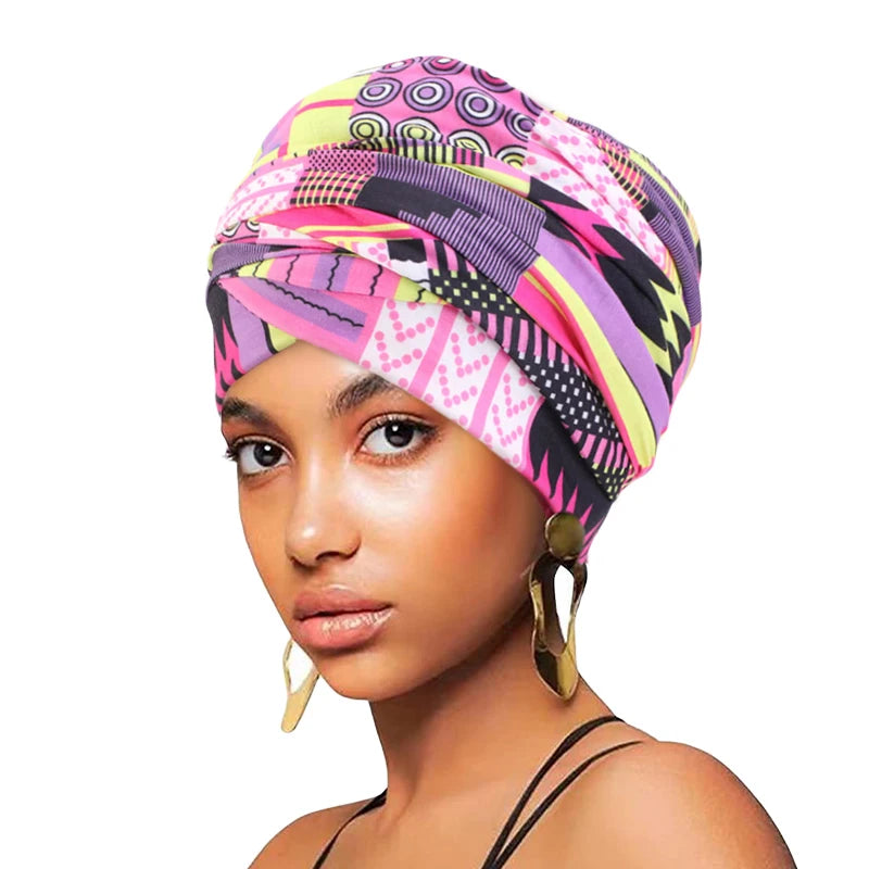 Women Muslim Turban Cap Long Style Elegant African print Auto Gele Headtie Female Head Wraps Nigeria Party Headpiece Turbante
