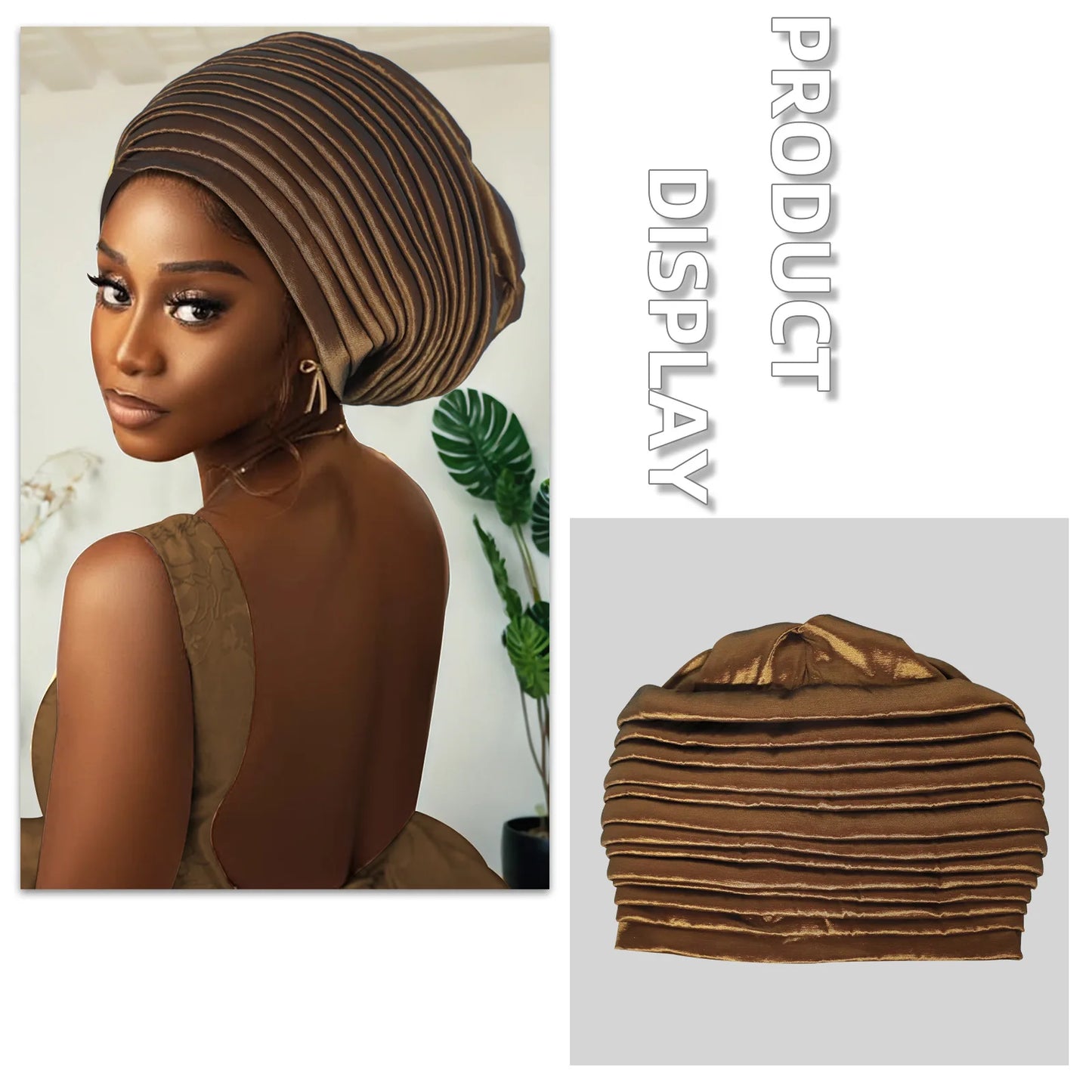 New African Auto Gele Headties Muslim Turban Hijab for Women Pleated Bonnet Indian Cap Nigeria Head Wrap Hat Wedding Geles Scarf
