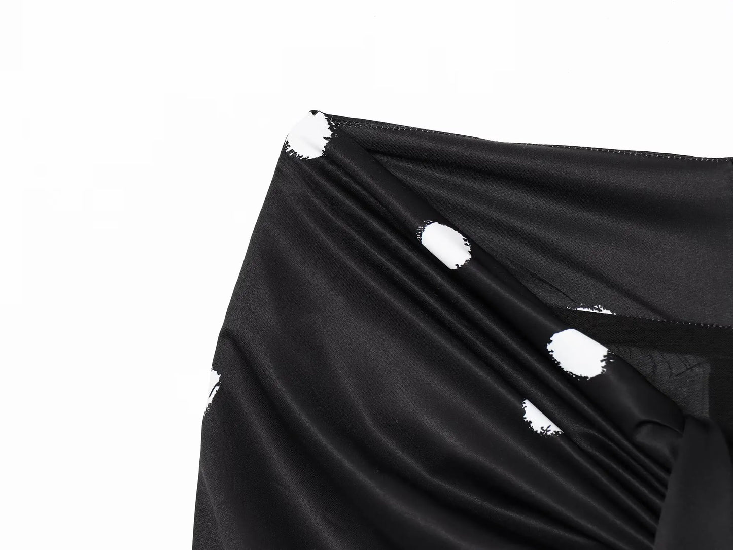 TFAFXY 2025 Polka Dot Skirt Women Wrap Ruched Midi Skirt Woman New Fashion Elegant Long Skirts For Women Party Skirts