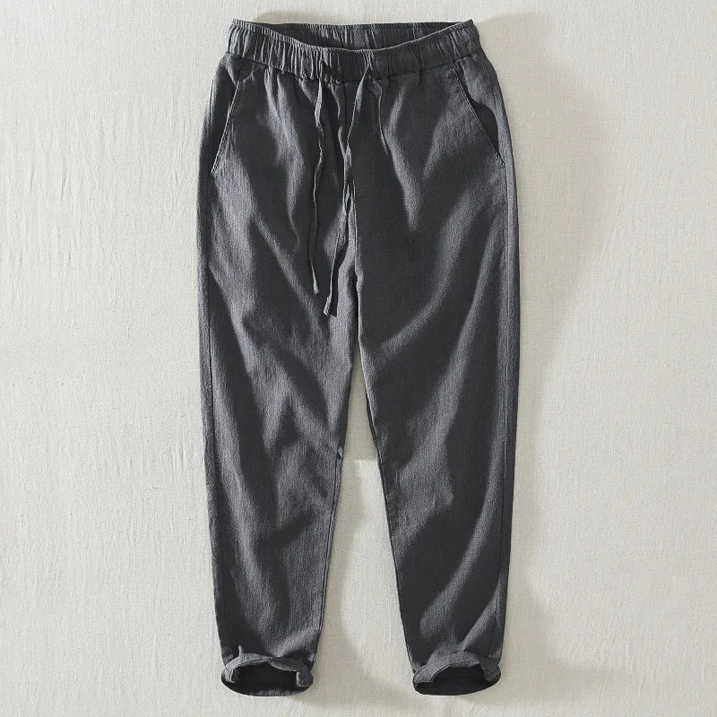 Men's 70% Linen Casual Ankle-Length Pants Loose Straight Harem Trousers Spring Summer Comfortable Breathable Fashion 2023
