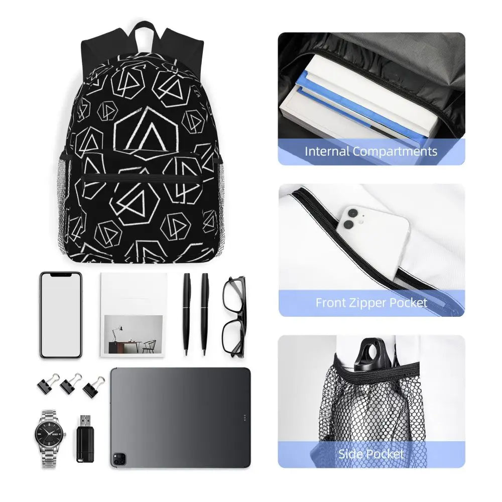 L-Linkin-S P-Park-S Band Student Backpack School Bag Hiking Travel Daypack for Boys Girls Fashion Bookbag Shoulder Bags