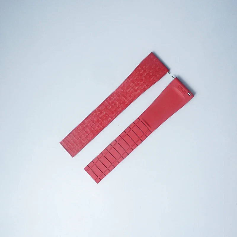 Cut to Size Fluoro Rubber Watch Strap 18/19/20/21/22mm Mosaic FKM Deployment Buckle Universal Flat End Replace Band Bracelet
