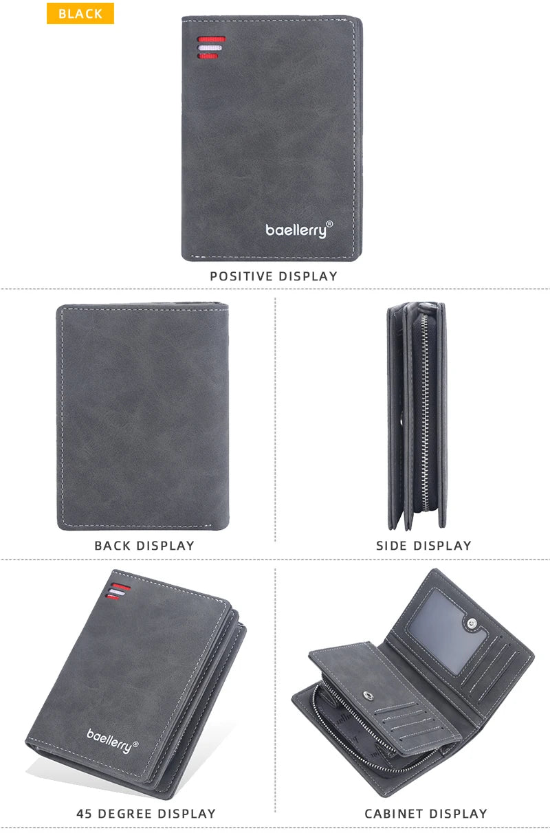 Baellerry New Men Wallets High Quality Brand Card Holder Short Male Purses Zipper Coin Pocket Large Capacity Men's Wallet