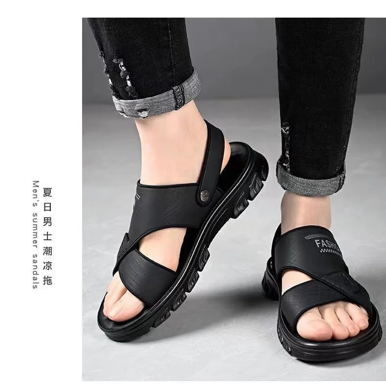 Men's sandals summer non-slip beach shoes casual wear cool slippers men's thick soles