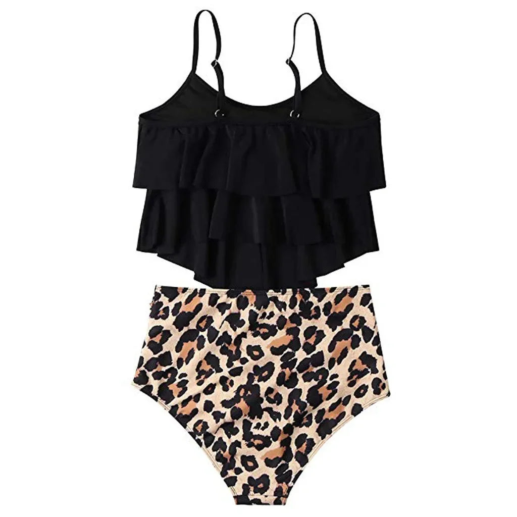 Women High Waisted Tankinis Set 2 Piece Swimsuits Ruffle Spaghetti Strap Swimwear Sexy Bikini Summer Beach Wear Bathing Suit