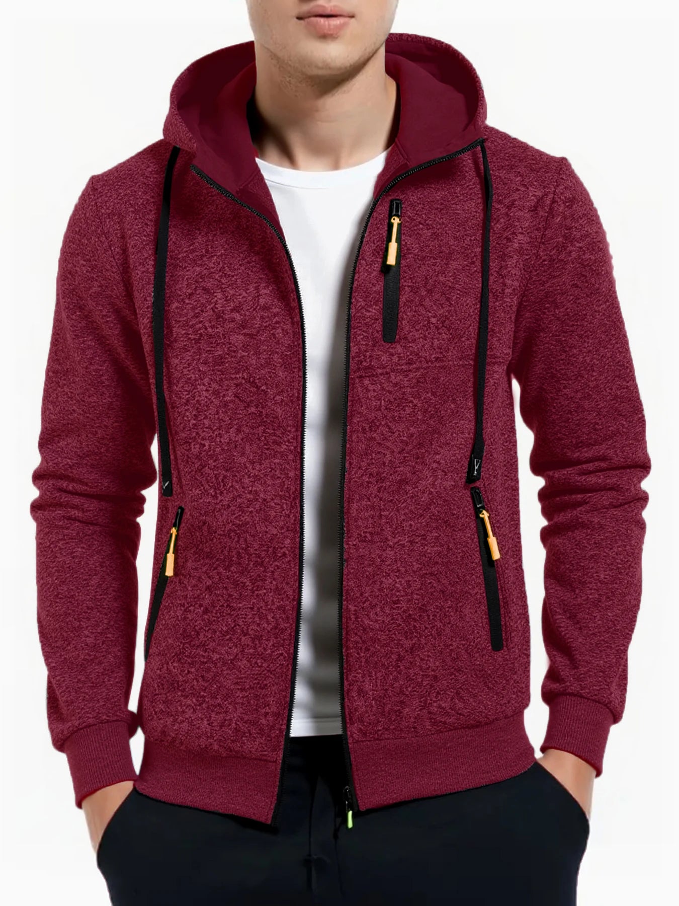 Men's Sports Jacket Long Sleeve Sweatshirt Zipper Design Hooded Cardigan Coat Men Sportswear Slim Fit Casual Jacket Clothing
