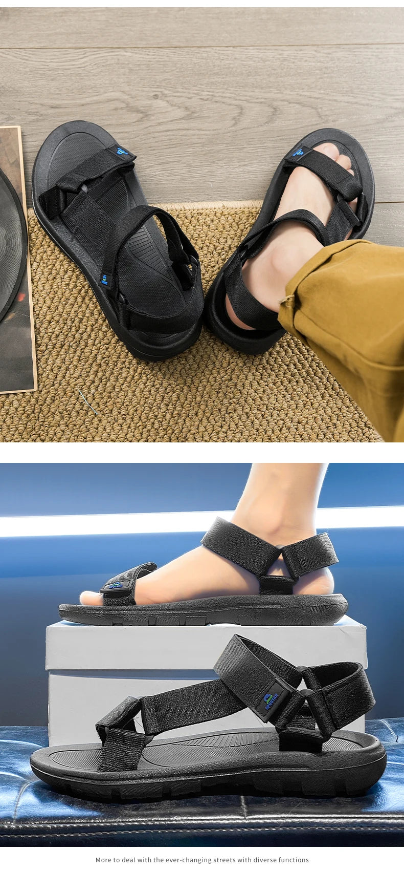 Men Summer New 2026 Casual Sports Sandals Outdoor Anti-slip Wear-resistant Soft-soled Slip-On Breathable Waterproof Beach Shoes