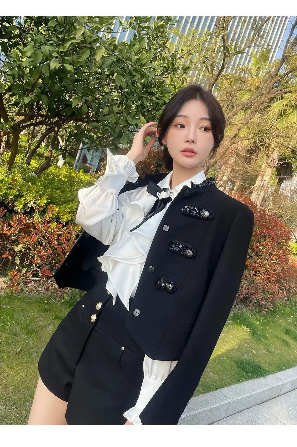 White Shirts Woman Lace Ruffles Blouses Sweet Female Peter Pan Coller Crop Long Sleeve Tops Preppy Ladies Temperament Tops Q190