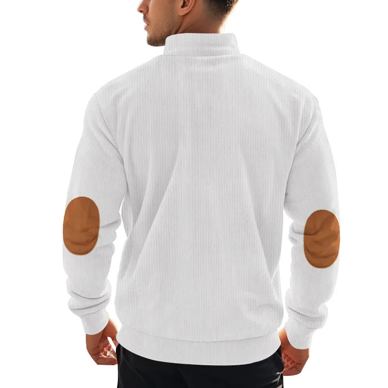 spring autumn new men's fleece sweatshirt stand-up collar half zipper pullover long sleeve sweatshirt corduroy trend men's tops