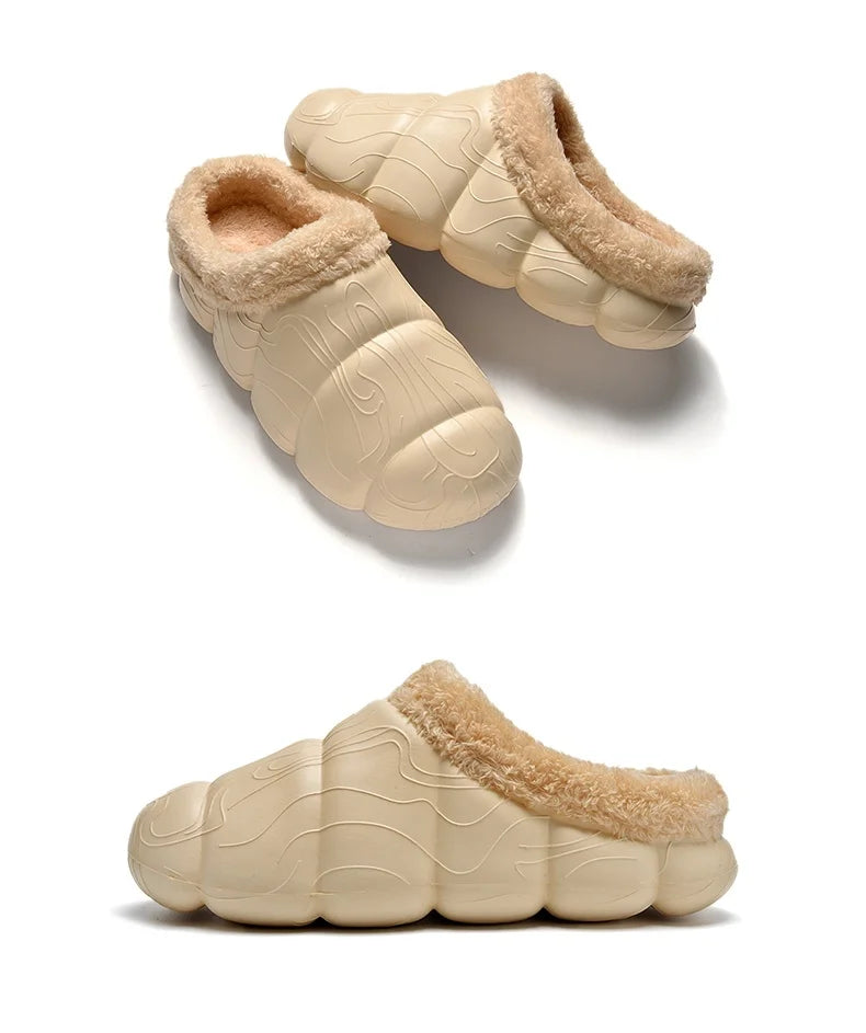STRONGSHEN Men Women Warm Slippers EVA Slip on Shoes Walking Shoes Winter Fur Half Slipper Soft Household Sandals Zapatos Hombre