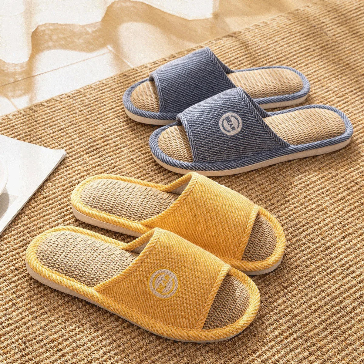 Couples Home Linen Slippers Women Indoor Soft Comfortable Bedroom Slides Men Leisure Non Slip House Shoes Platform Cotton Flats