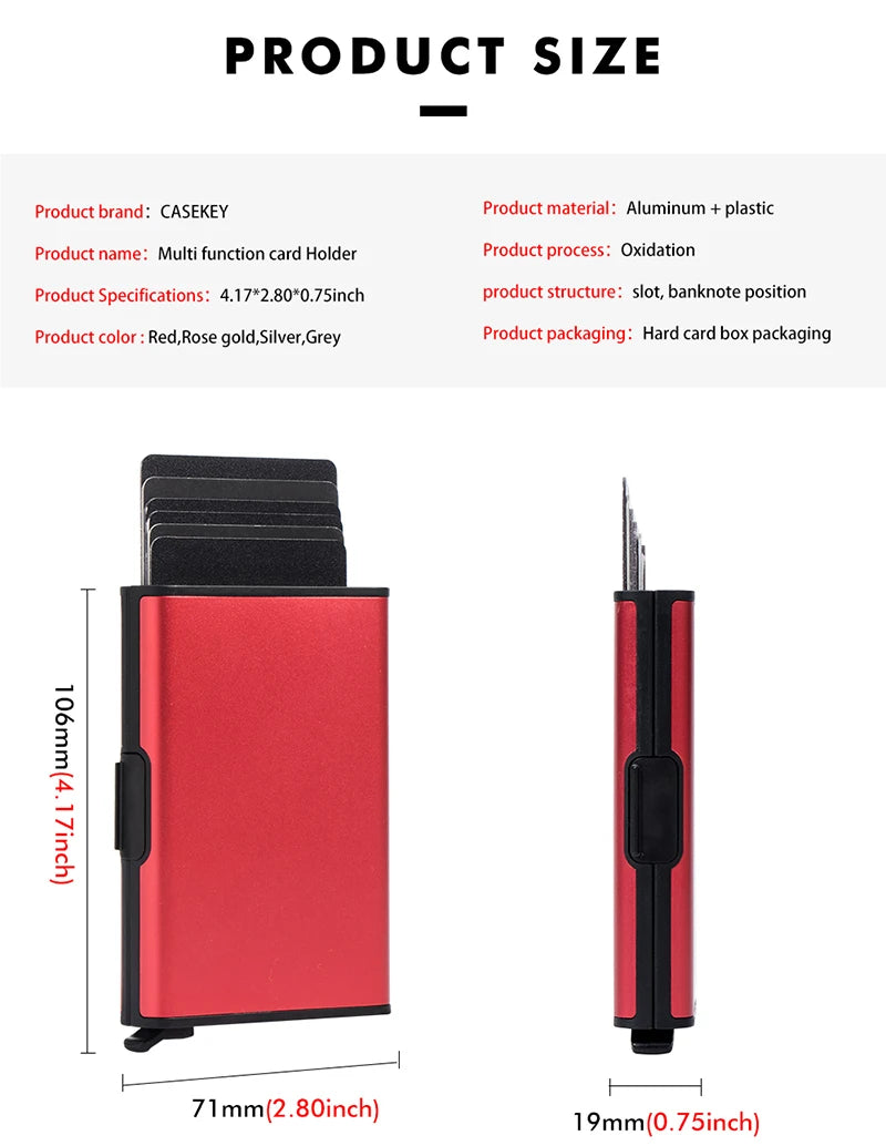 2023 Rfid Credit Card Holder Men Minimalist Coin Wallets Pop Up Metal Id Bank Cardholder Case Identification Card Holder Folders