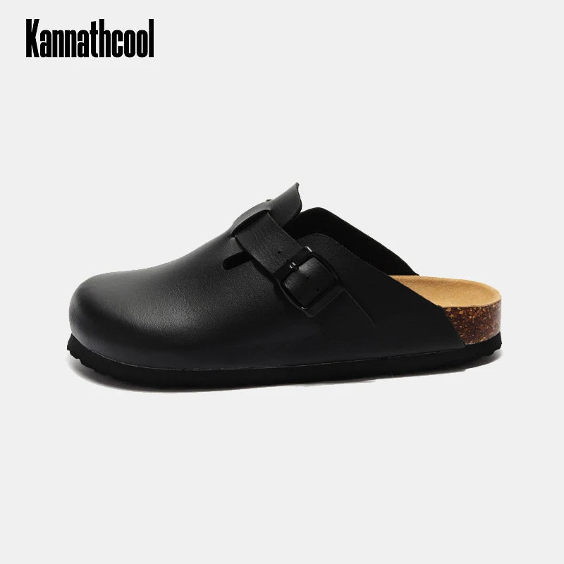 Slippers Buckle 2024 Leather Brand Fashion Unisex Comfortable Outdoor Women Slipper #MT306