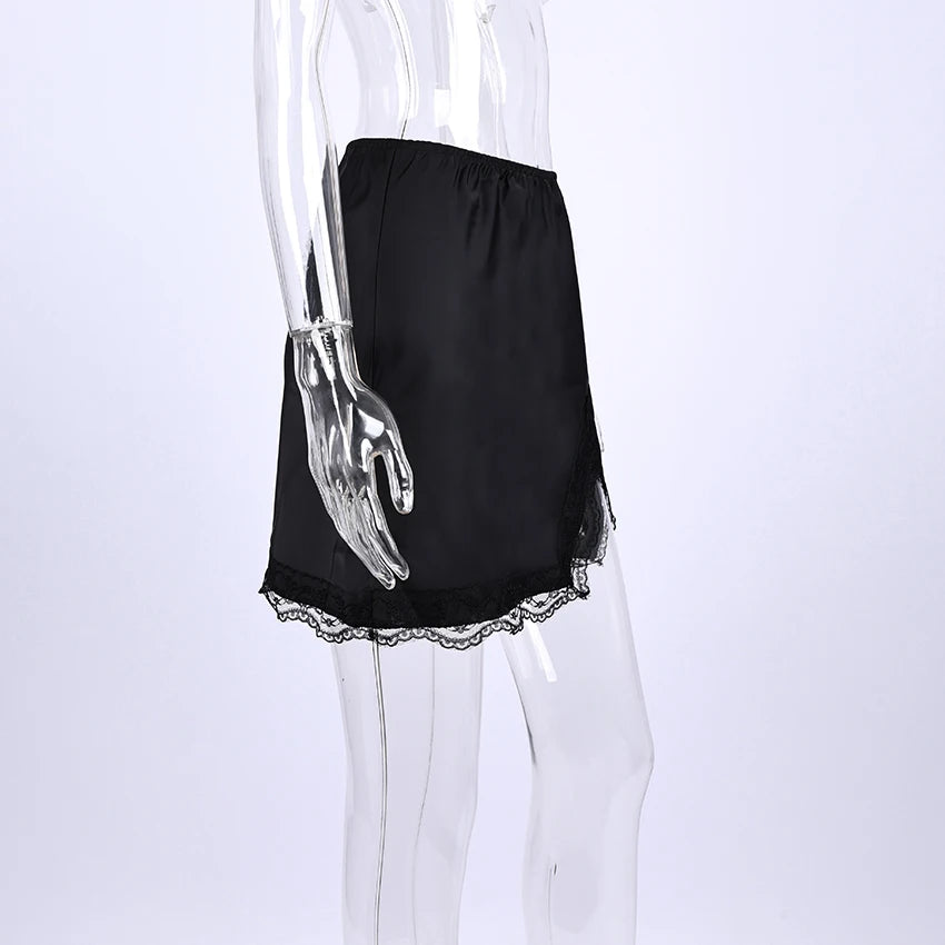 Linad Elegant Satin Embroidery Pencil Skirts Summer Sexy High Waist Split Mini Skirts For Women Fashion Slim Skirt Female 2025