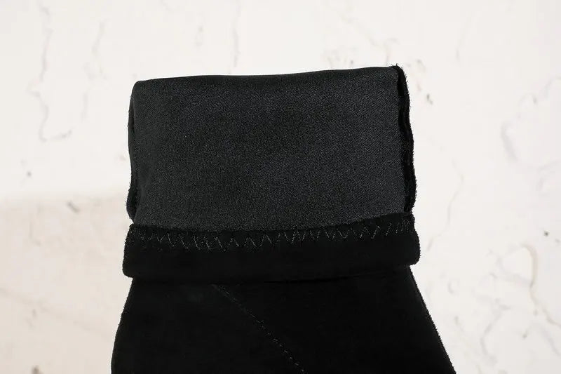 2023 Autumn Winter Sock Short Boots Lady Mid-Calf Thin High Heels Large Size 46 Fashion Women Shoes Elastic Flock Pointed Boots