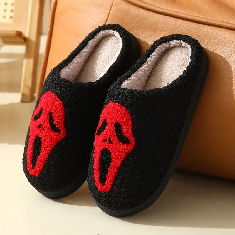 House Fuzzy Slipper Men Male Ghost Face Blue Evil Eye Home Shoes Plush Winter Warm Indoor Floor Non Slip Women Female Halloween