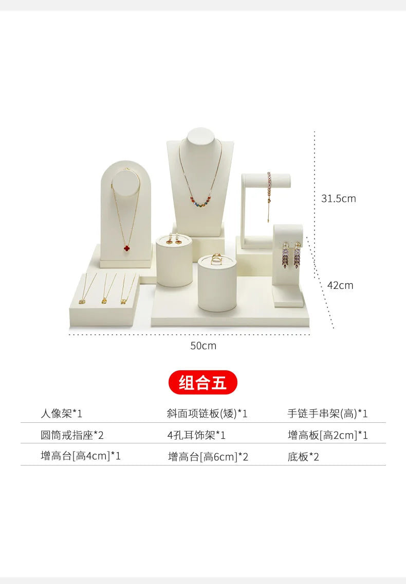 High end showcase jewelry display props, rings, necklaces, earrings display racks, counters, jewelry display sets, and tables