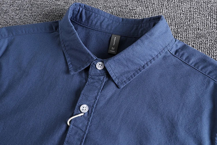 Washed Oxford fabric base simple pocket long sleeve shirt men's casual jacket