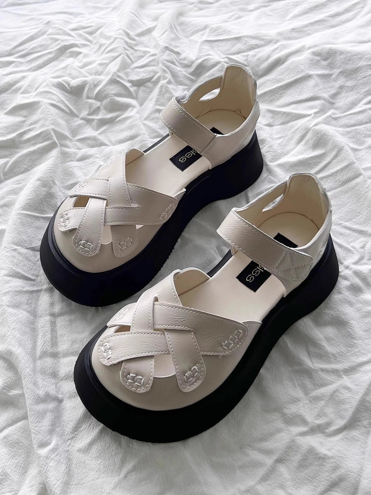2025 Summer New Retro Style Mary Jane Enclosed Toe Sandals for Women Artistic & Versatile Weaving Style Thick Soled Roman Shoes