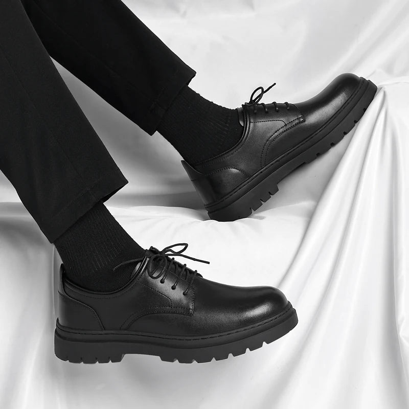 Luxury Leather Male Oxford Shoes Brown Black Mens Dress Shoes New Fashion Round Toe Men's Business Casual Shoes Formal Footwear