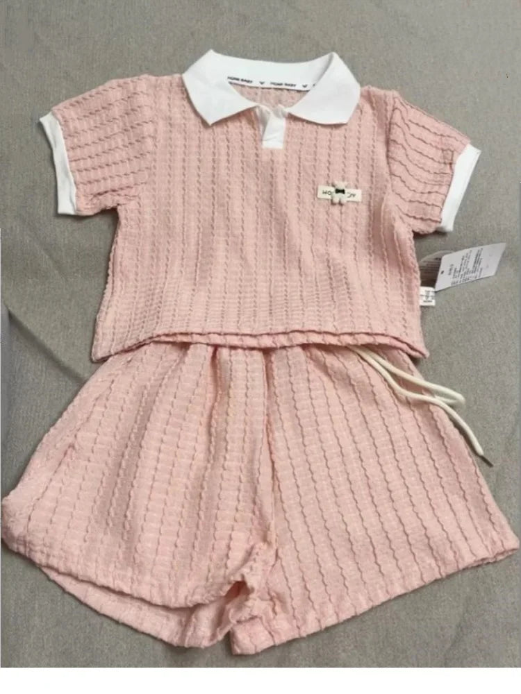 Kids Girls Short Sleeve Top+Shorts 2Pcs Clothes Set Children New Summer Casual Outfits Comforts Sportswear Suits For 2-10 Years