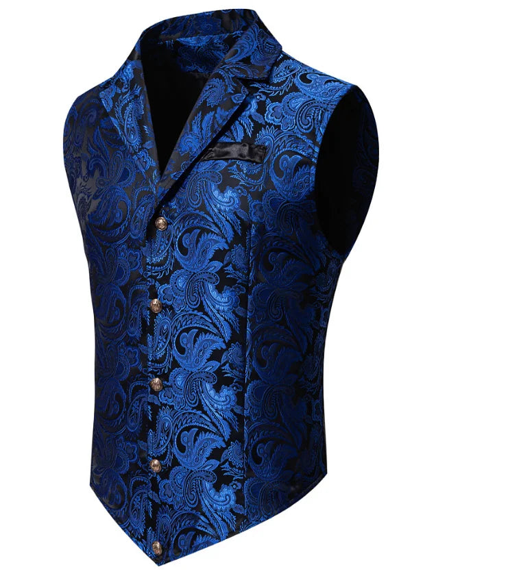 New Men Luxury Jacquard Suit Vest Thin Tops Red / Green  / Blue / Pink Fashion Male Wedding Prom Party Dress Waistcoat