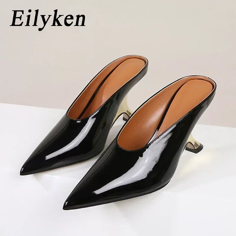 Eilyken Fashion Pointed Toe Wedges Women Slippers Pumps Concise Shallow High Heels Mule Slide Shoes
