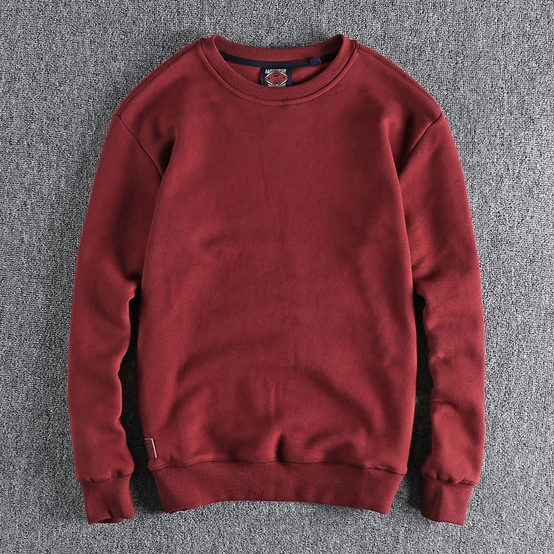 New autumn and winter cashmere padded solid color round neck sweater men Joker youth Roman fleece pullover