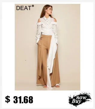 DEAT Casual Fashion Women's Shirt Lapel Sleeves Petal Sleeve Metal Button Solid Color Two Pieces Blouse Female Autumn 2025 WV333