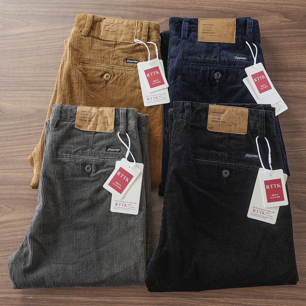 Autumn and Winter New American Retro Heavyweight Solid Color Corduroy Cargo Pants Fashion Straight Cotton Washed Casual Trousers
