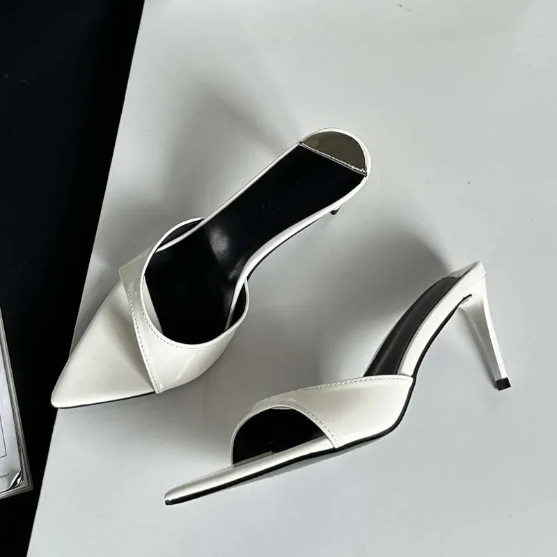 Eilyken New Arrived Pointed Toe Thin High Heels Slippers Women Strippers Sandals Sexy Mule Slides Summer Shoes