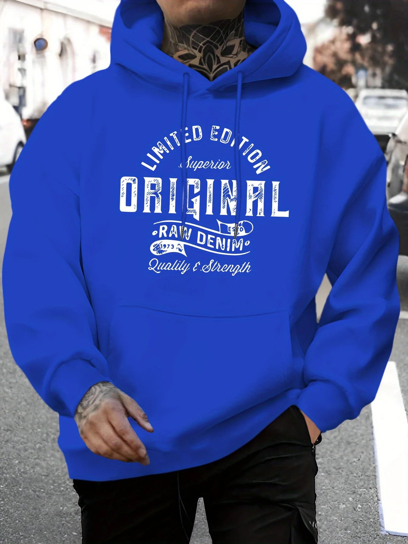Men's top men's long sleeved round neck loose plus size autumn and winter hooded sweatshirt T-shirt top BAZAARHUBO