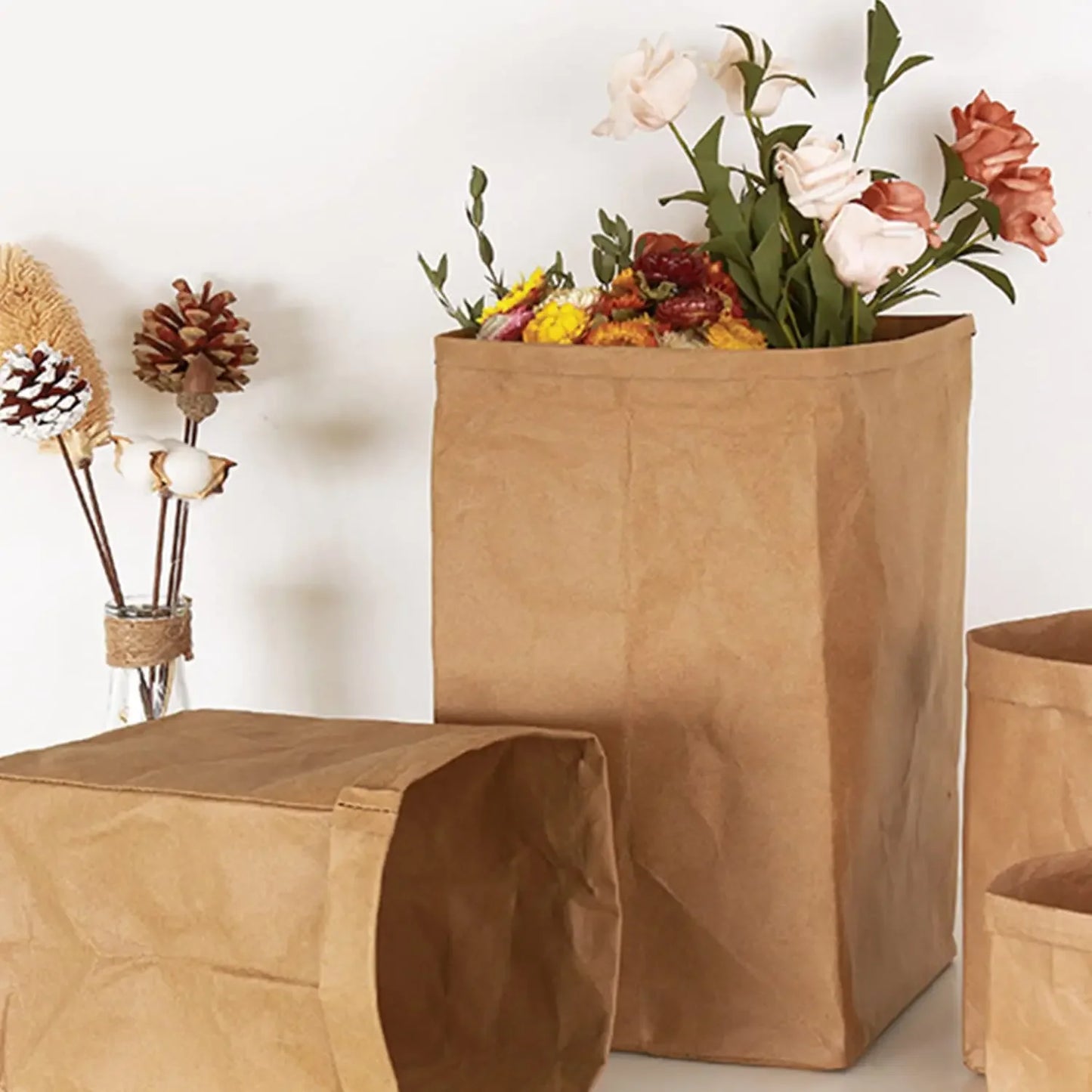 50/100pcs Lunch Paper Bags Kraft Paper Bags Recyclable Snack Bags Grocery Bags for Candy Sandwich Bread Food Storage