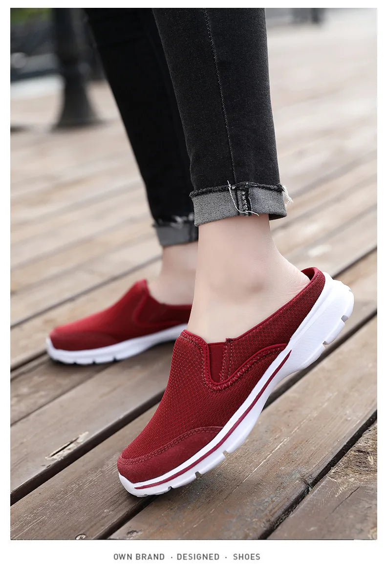 2023 Men Casual Mules Mesh Breathable Flat Slippers Summer Couple Shoes Large Size Loafers Fashion Shoes Men Street Slippers