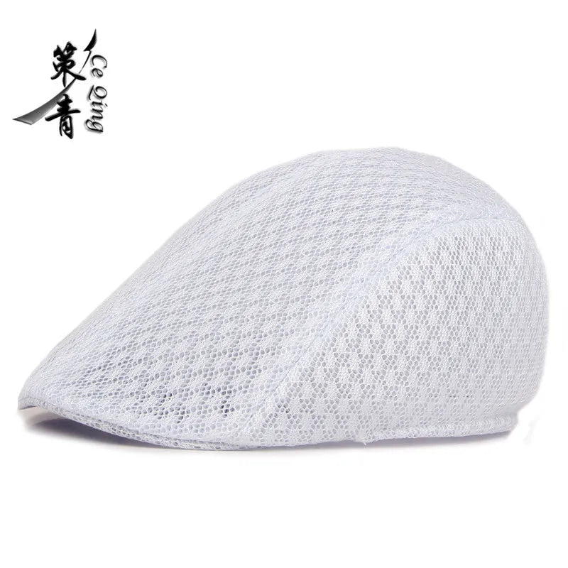 Big Head 58-61cm Summer Men Newsboy Breathable Cap Mesh Cabbie Golf Driving Sun Flat Beret Hats Caps Visors BAZAARHUBO
