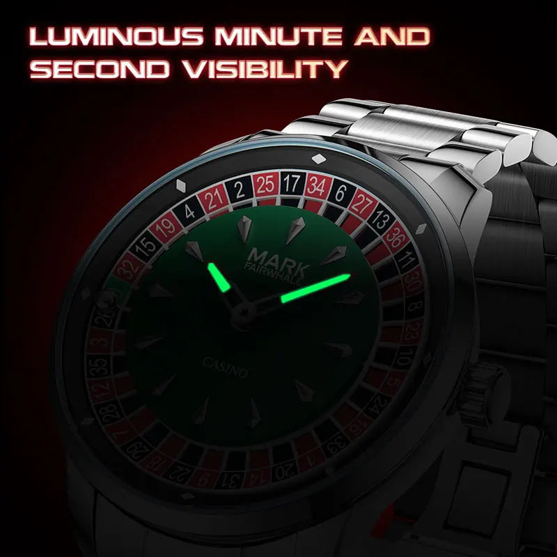 Mark Fairwhale 5031 Fashionable Roulette Men watch Trendy Night Light Waterproof Quartz Watch Light Luxury Watches for Men