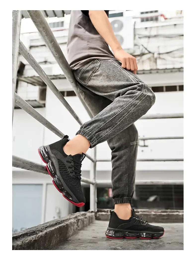 Men's Fashionable Versatile Outdoor Running Shoes Breathable Ultra-light Air Cushion Soft Bottom Sports Shoes Large Size