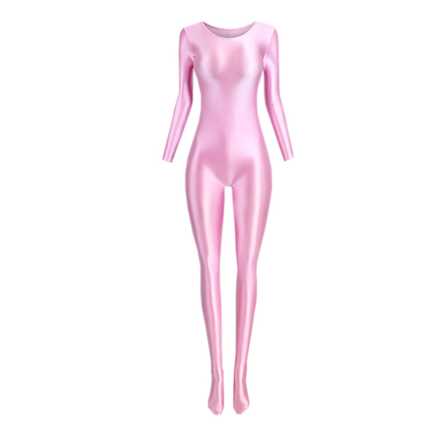 Women's Sexy Jumpsuits Long Sleeves Shapping Bodysuit Tight Elastic Oil Glossy Candy Color Unisex Leotard Exotic Club Clothing