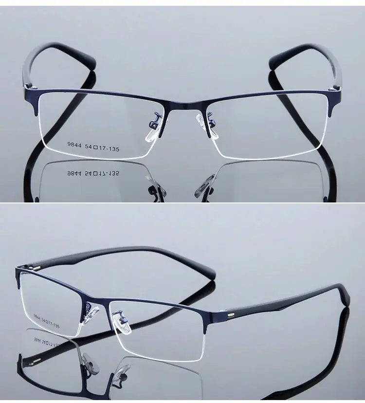 VCKA Half Frame Men Business Myopia Prescription Glasses Alloy Photochromic Anti Blue Ray Shortsighted Eyewear -0.5 TO -10 BAZAARHUBO