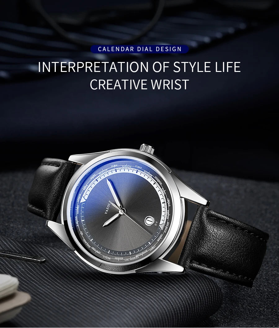 YAZOLE Men's Watch Minimalist Luxury Quartz Man Watch Original Leather Strap Waterproof Calendar Watches Relogio Masculino
