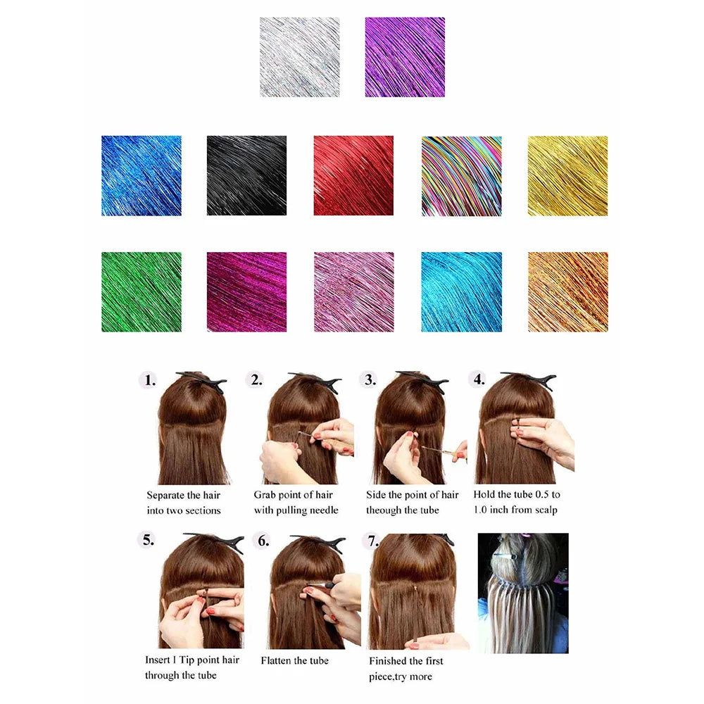 Synthetic Sparkling Heat-Resistant Fairy Hair Extensions  Kit with Fairy Hair & Girls, Perfect Party Accessories