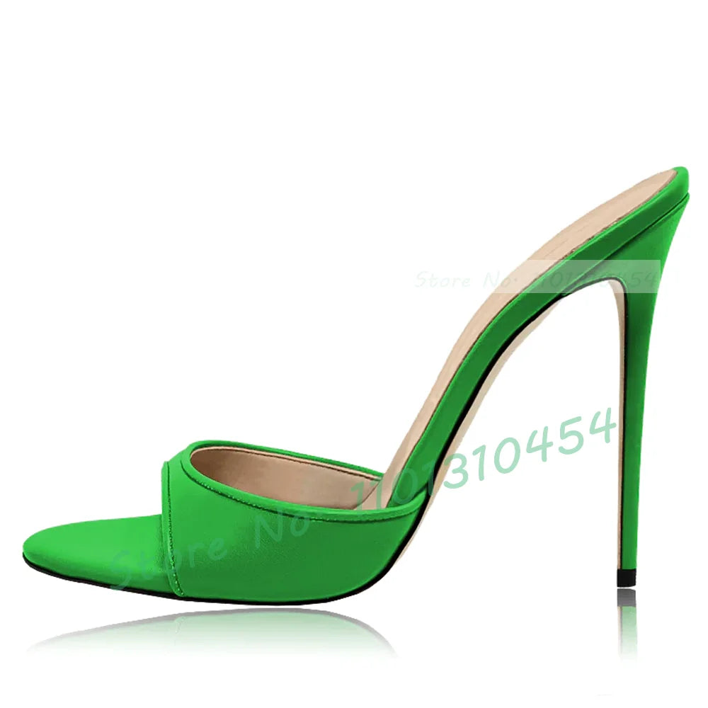 Snake Print Round Open Toe Slippers Women Casual Solid Outdoor Stiletto High Heels Shoes Female Customize Elegant Dress Slides