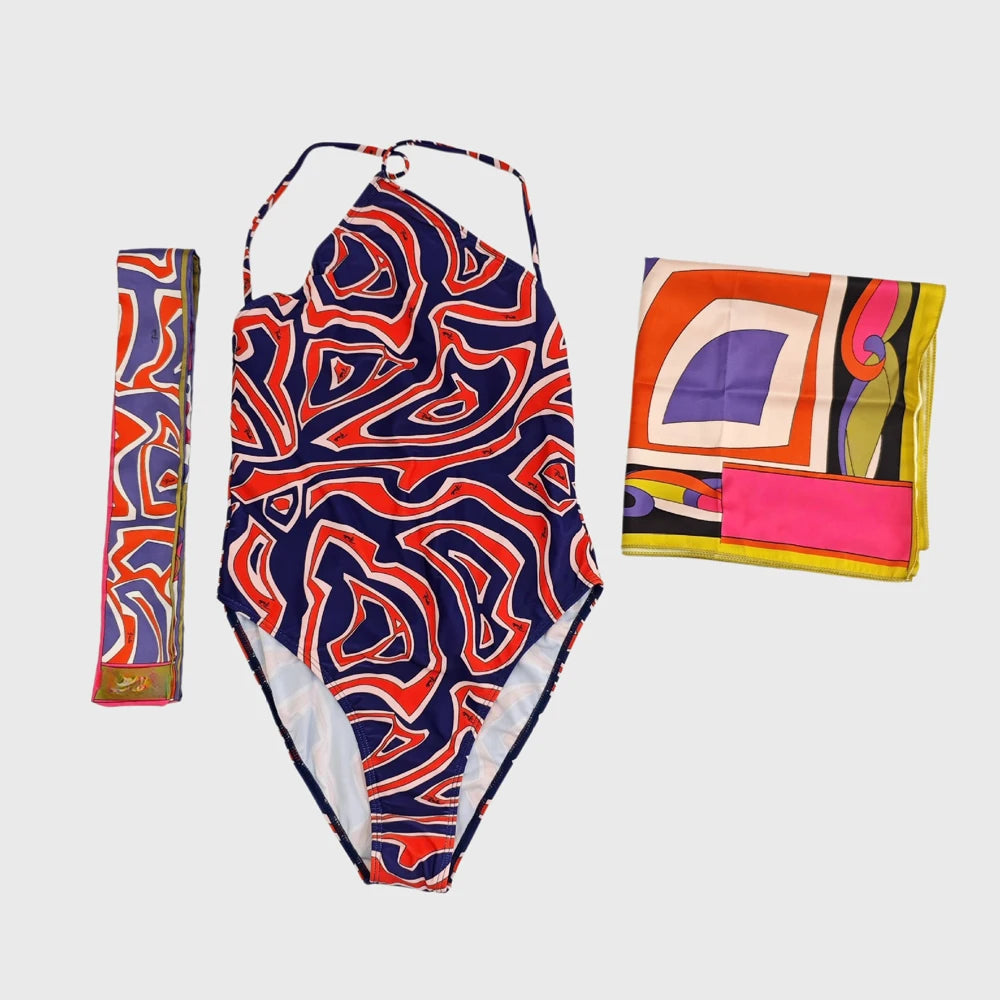 Hot Sales Latest Fashion Luxury 3 Pieces Swimsuit With Headband Beach Scarfs 2026 Summer Sexy Women Bikini Designer Swimwear