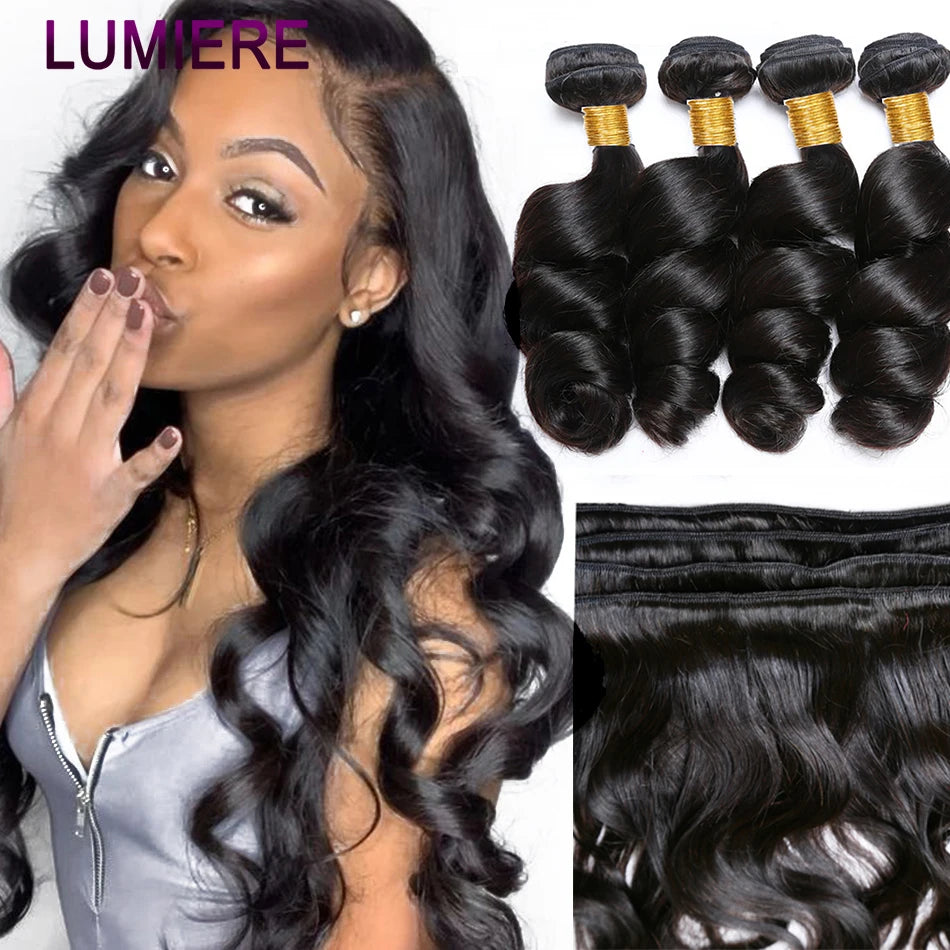 8-40 Inchs Loose Wave Bundles Brazilian Human Hair Weave Bundles 1/3/4 Bundles Deal Top Quality Human Hair Extensions Wholeasle