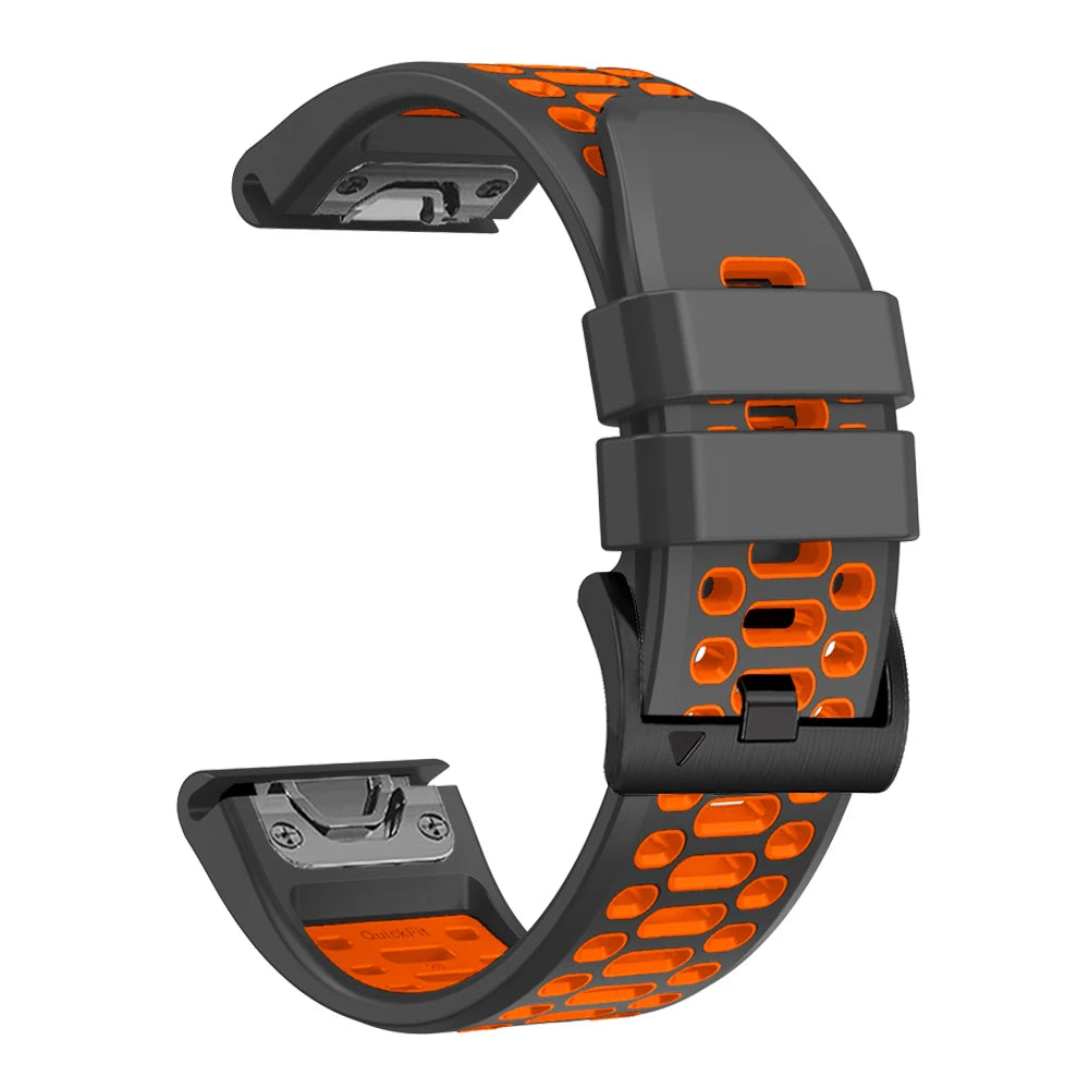Sport Two-Tone Breathable Silicone Watch Band For Garmin Fenix 7X 7 Pro 6X 6 5 5X Plus/Epix 2 47mm 51mm QuickFit 26/22mm Strap
