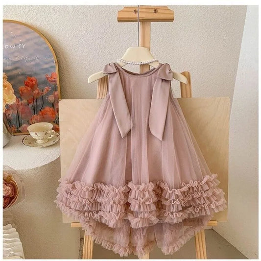 Kids Vintage Dress Girl Dress Summer Clothes Fashion Children's Net Yarn Dress Kids Girls Dresses for School Wedding of 8 Years