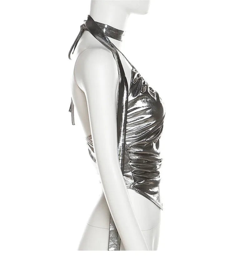 Sexy Backless Suspender Vest Women Punk Streetwear Hollow Design Party Top American Style Irregular Fashion